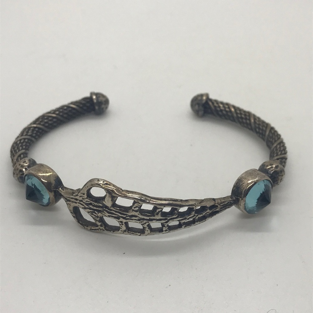 MUNNA braided sterling silver cuff & aquamarines